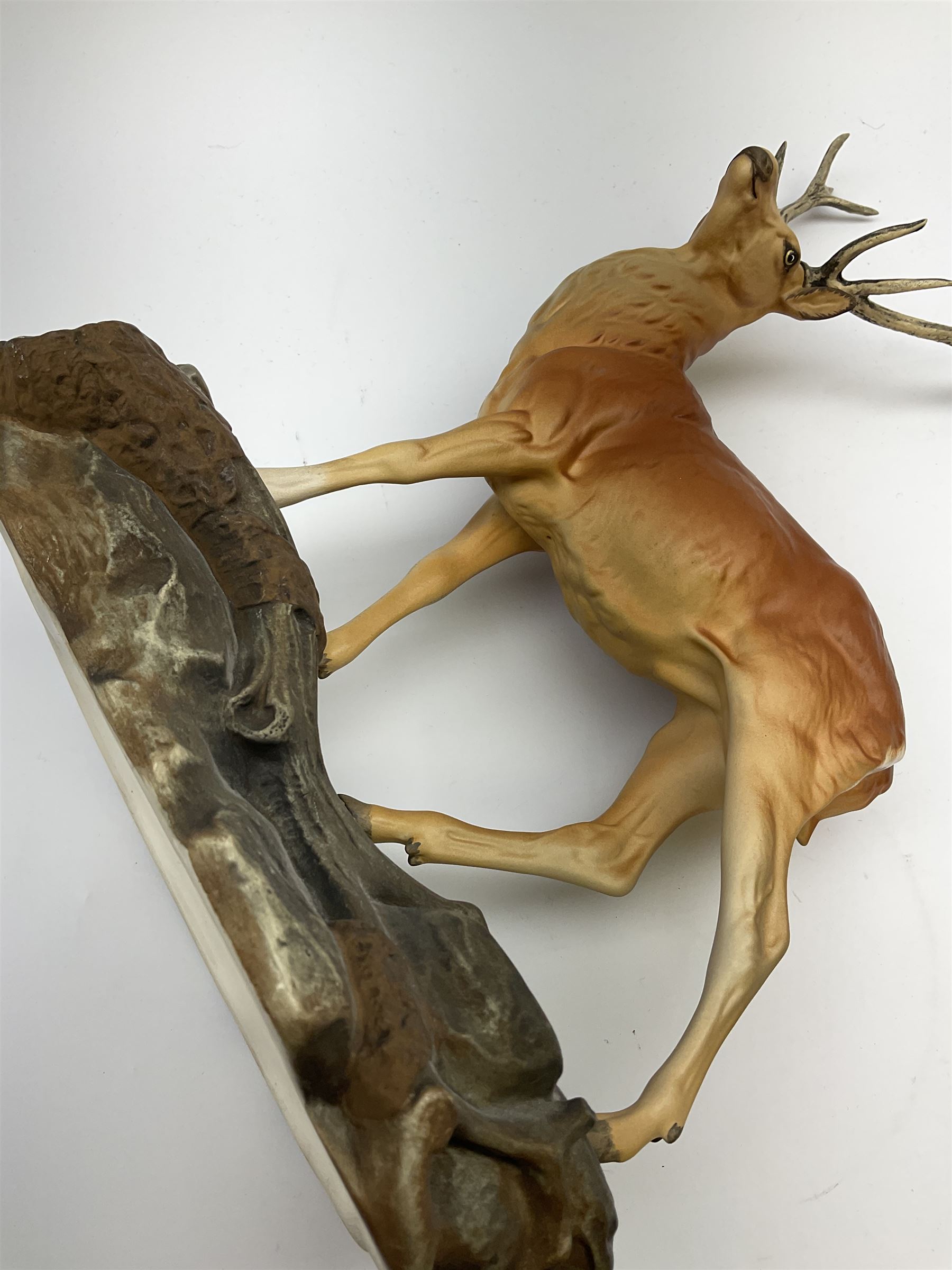 A Beswick Connoisseur matt model of a Stag upon a rocky modelled base, 2629