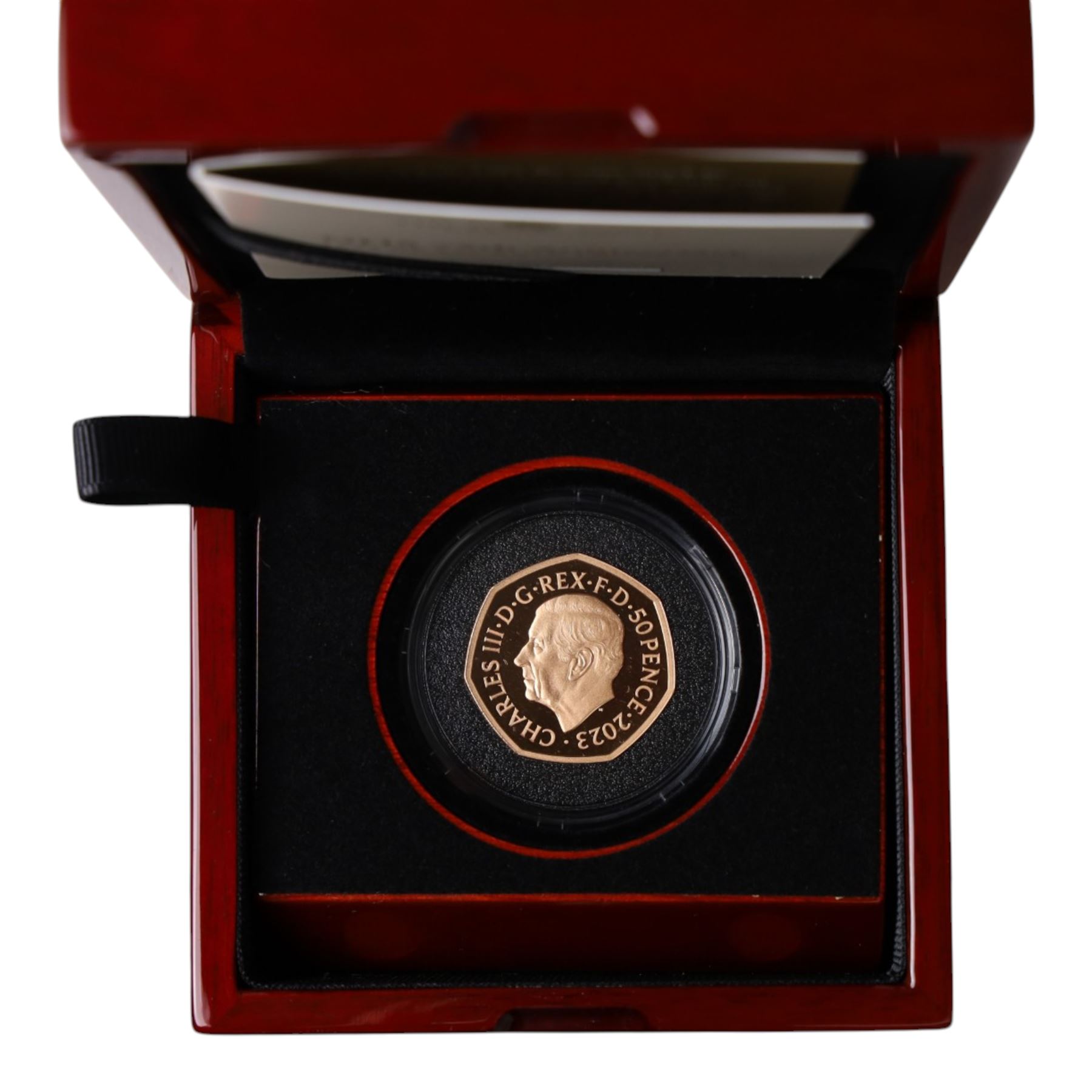 The Royal Mint United Kingdom 2023 'NHS 75th Anniversary' gold proof fifty pence coin, cased and boxed with certificate