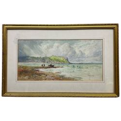 C Goddard (British 20th Century): Scarborough Sands, watercolour signed 18cm x 38cm