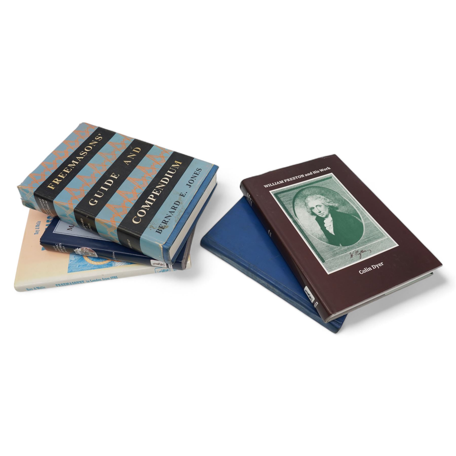 W. Bro. George F. Pedley, Worshipful Master of Broughton Lodge 1964-65, Masonic book containing memorabilia including invitations, occasions etc. 'William Preston and his Work' by Colin Dyer and three other books on Freemasonry 