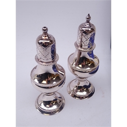  Shop stock: pair silver-plated salt & pepper casters, by Laurence R. Watson & Co. cased  