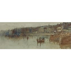 Frank Rousse (British fl.1897-1917): Fishing Boats and Paddle Steamer alongside Pier Road Whitby, watercolour signed 21cm x 54cm
Notes: an unusual view from midstream between Tate Hill Pier and the Bandstand