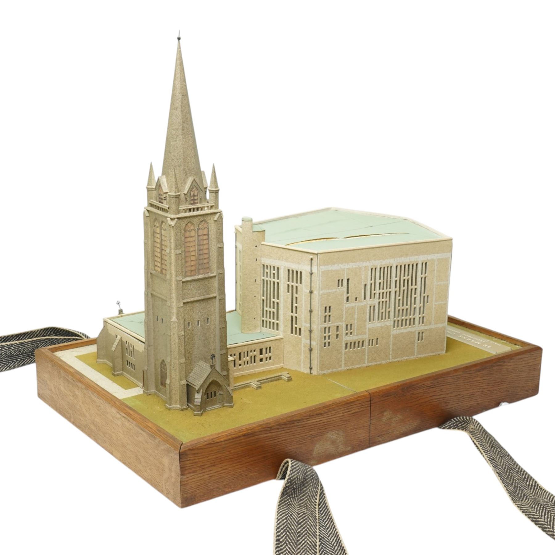 John B Thorp - Architects scale model of St Marks Church Sheffield  Scale 1/8th inch to 1 foot, Architect George Pace in perspex case and with outer wooden travelling case 59cm x 62cm x 43cm