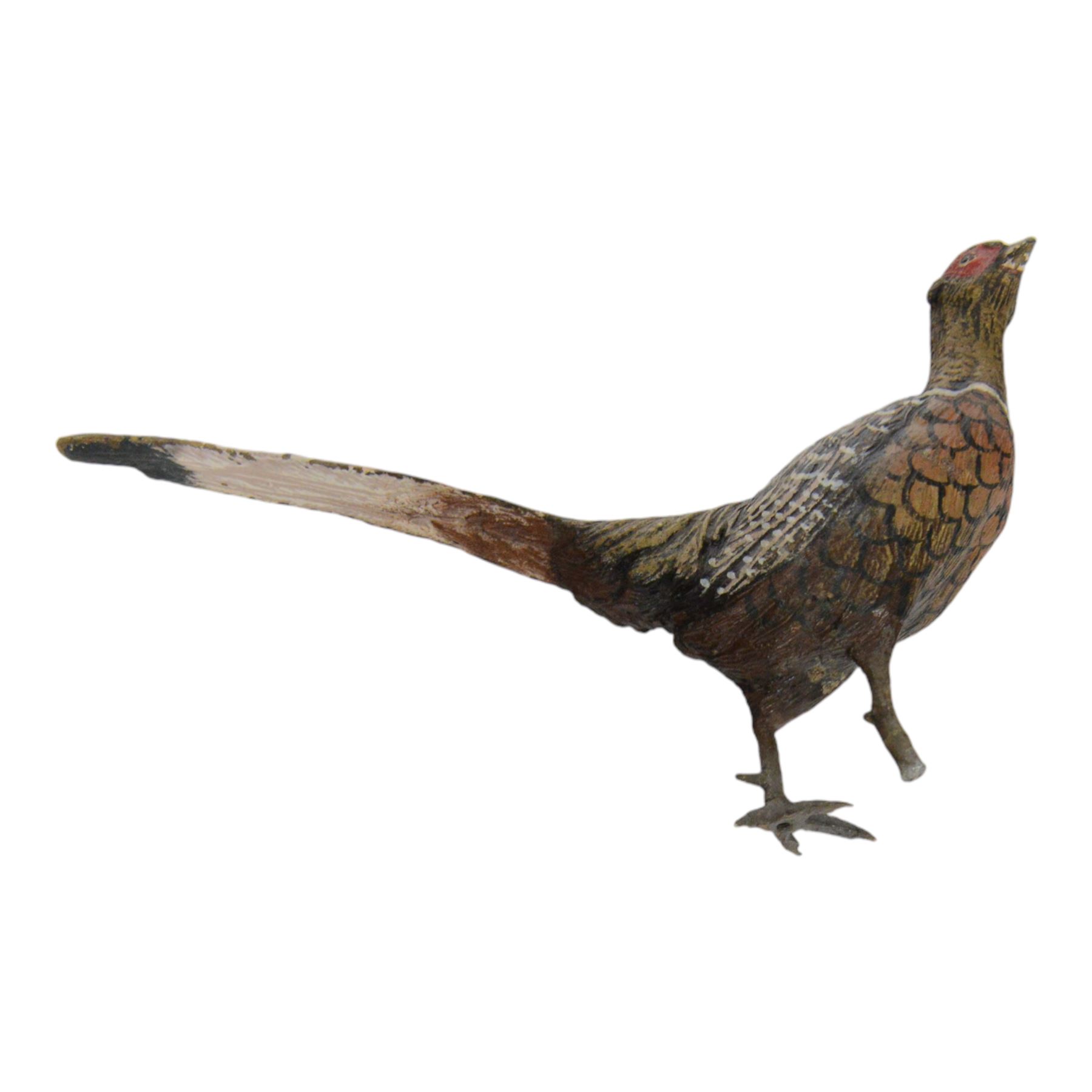 Cold painted bronze, of a woodcock, together with cold painted bronze pheasant, woodcock H6cm