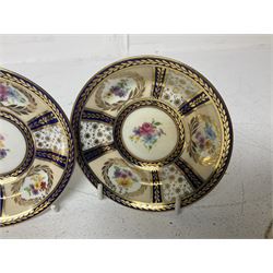 Paragon thee coffee cans and saucers, painted in gilt and colours with flowers, Paragon set of six coffee cups and saucers, 'Reproduction of Service accepted by Her Majesty Queen on her visit to the potteries, with three matching saucers