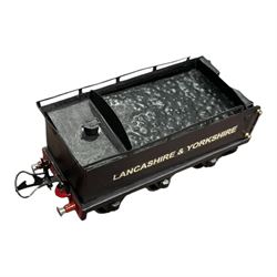 Scratch-built 0 gauge Lancashire & Yorkshire 0-6-0 locomotive no. 243, with tender, in black livery,  built using mostly Hornby parts