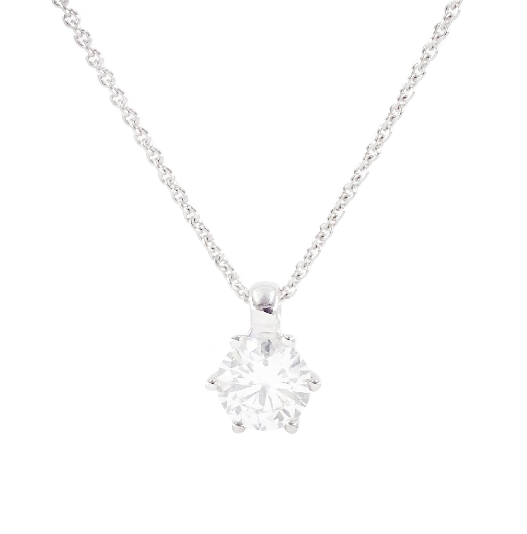 Rox Honour 18ct white gold single stone round brilliant cut diamond pendant necklace, hallmarked, diamond 0.20 carat, boxed with certificate
