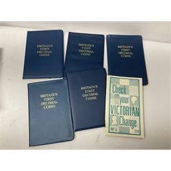 Great British and World coins, including small number of pre 1920 silver coins, pre-decimal coinage, commemorative crowns, Britain's first decimal coins sets in blue wallets, Swiss francs etc