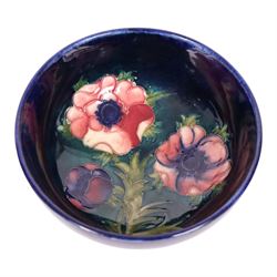 Two Moorcroft Amemnoe pattern bowls, together with a Anna Lily pattern dish, largest bowl D13cm