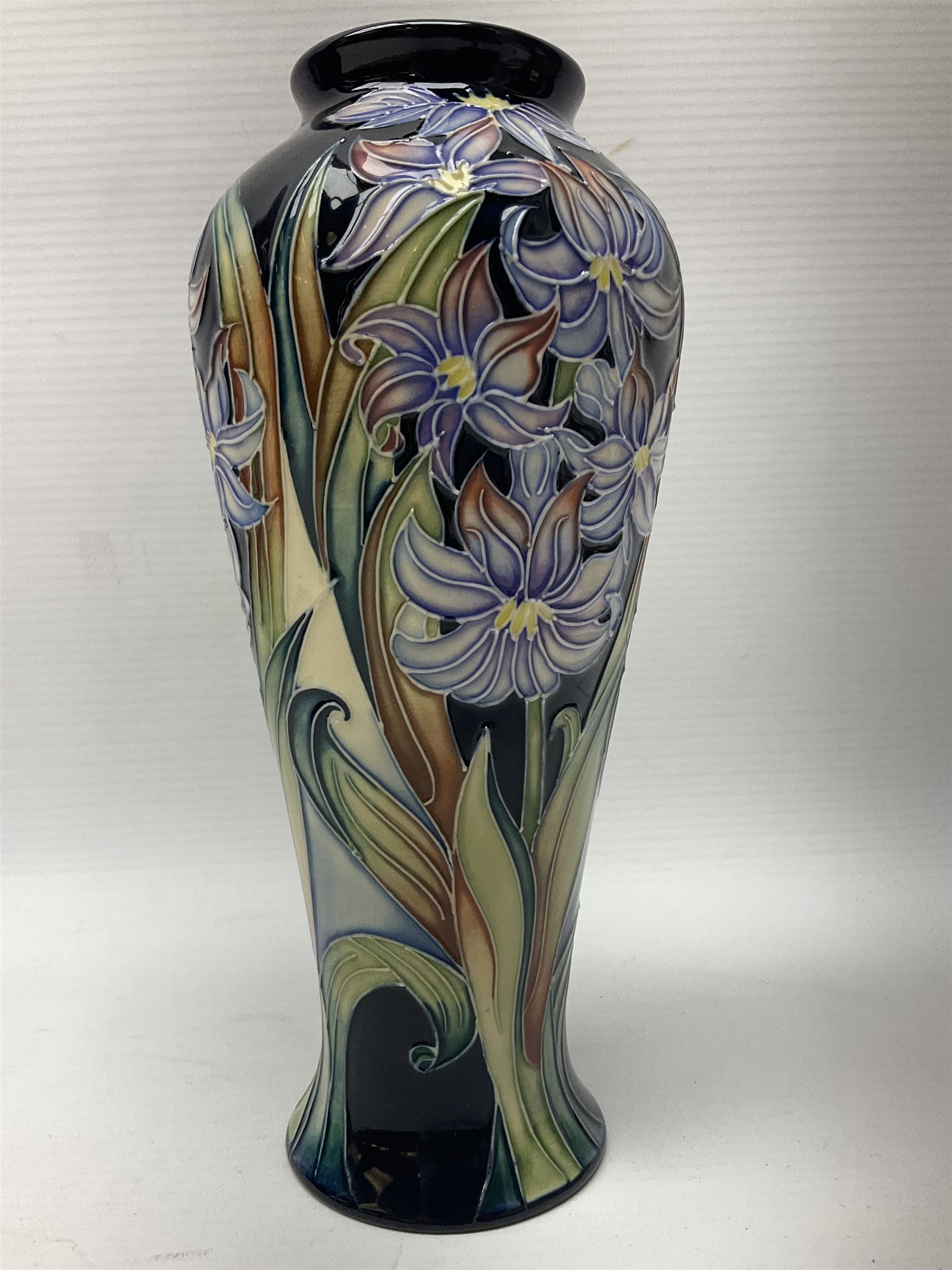 Moorcroft limited edition vase, of tapering form, decorated in the Ostara pattern by Rachel Bishop, circa 2005, no. 69/100, H21cm, with original box