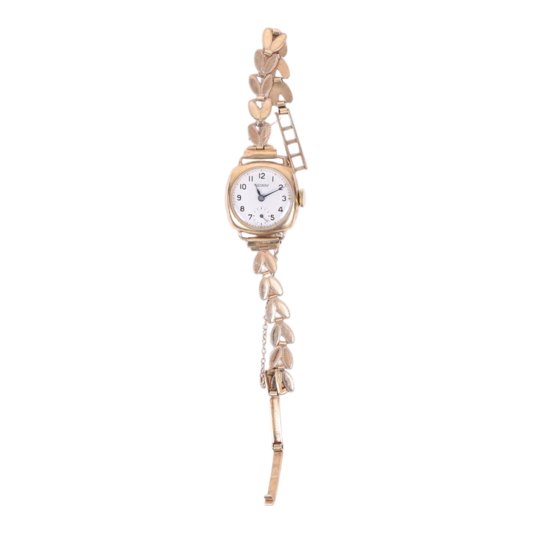 Rotary 9ct gold manual wind wristwatch, on 9ct gold bracelet, hallmarked