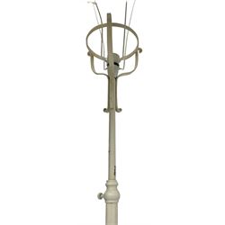 Cream painted wrought iron standard lamp with floral shade