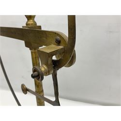 Victorian brass yarn scale by Goodbrand & Co, Manchester on cast iron tri-form base, H56cm