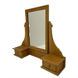 Pine dressing table mirror, fitted with two drawers