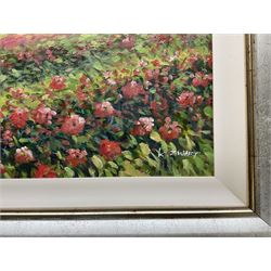 Kim Zwart (Dutch 1955-): A Continental Villa amongst Fields of Poppies, oil on canvas signed 49cm x 58cm 