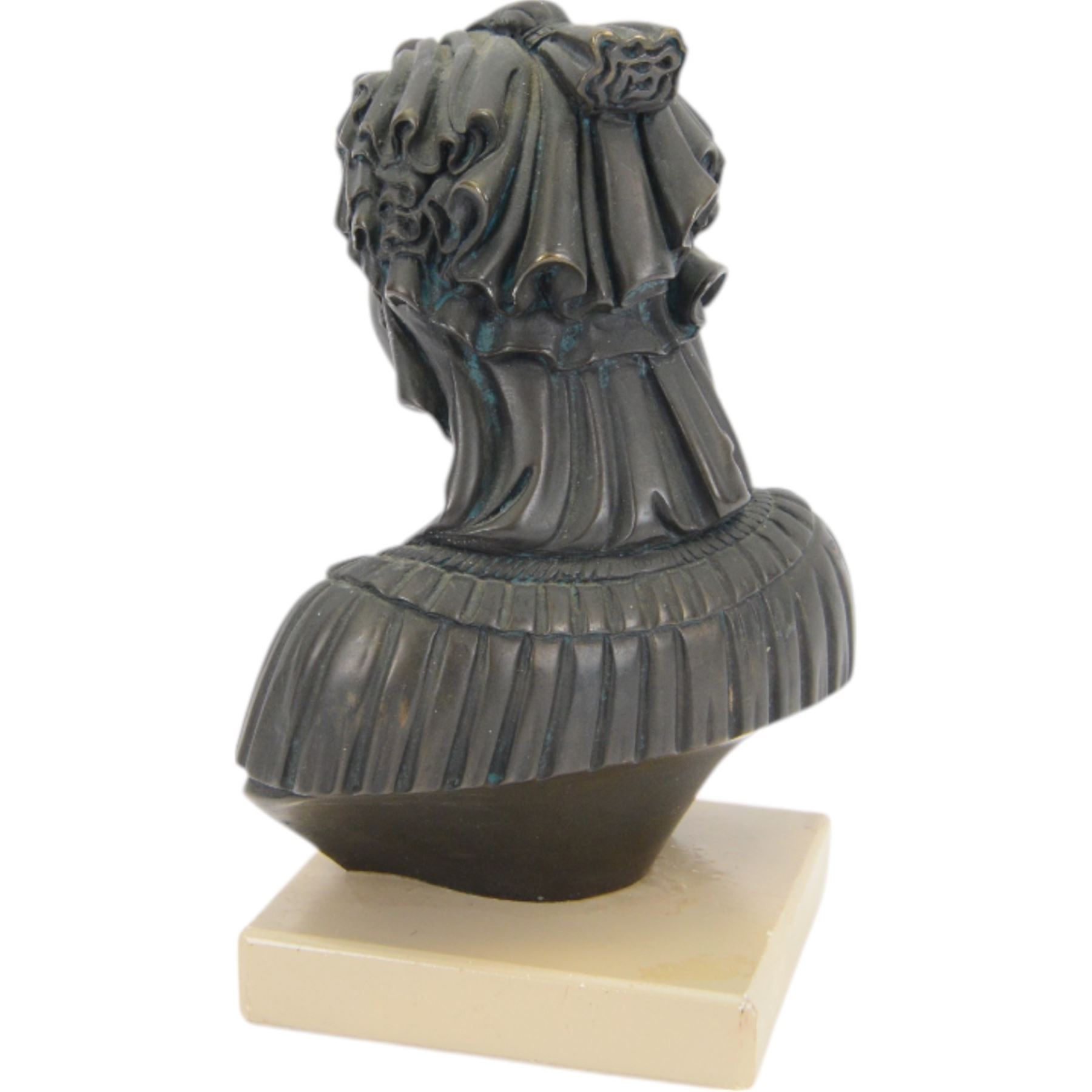 Angelica Maria composite bust, upon a square base, H20cm