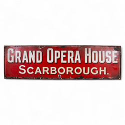 Grand Opera House Scarborough enamel sign, rectangular sign with white lettering and borde...