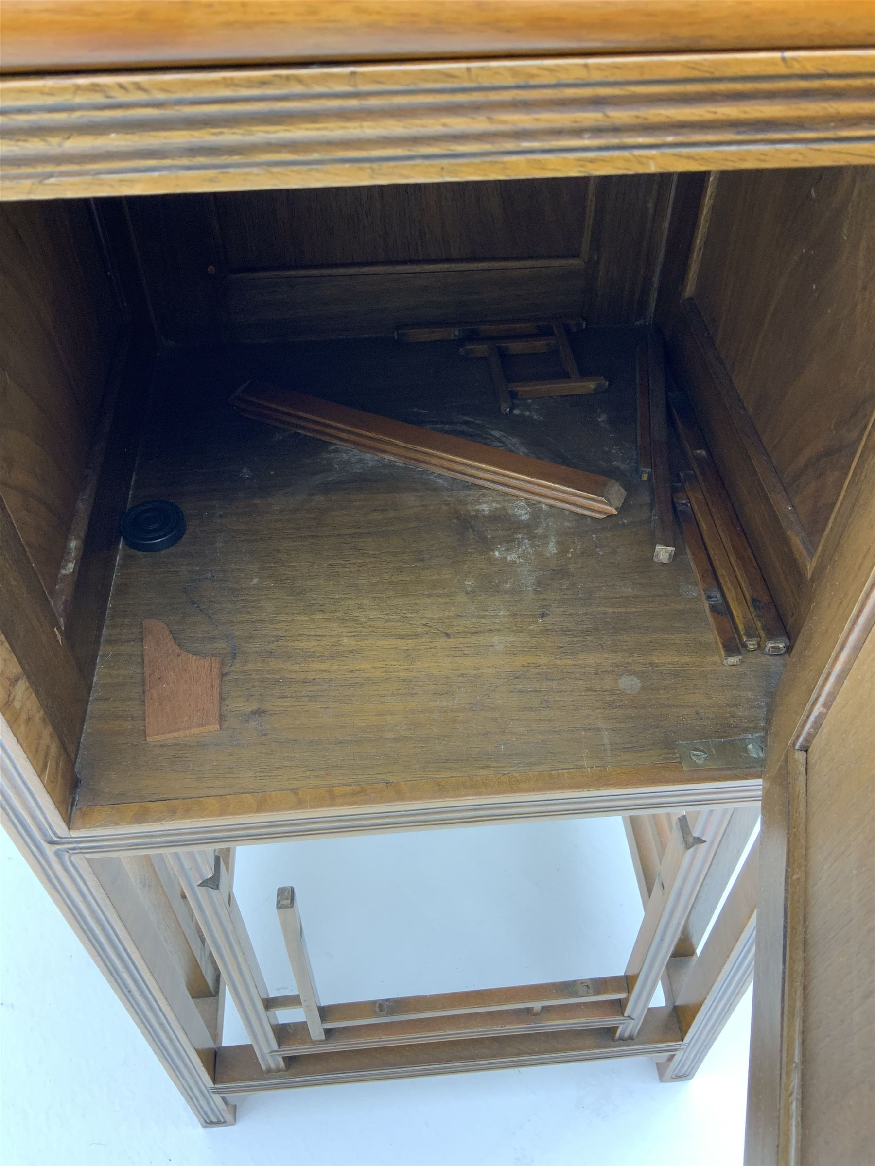 Early 20th century Oriental design walnut bedside lamp cabinet