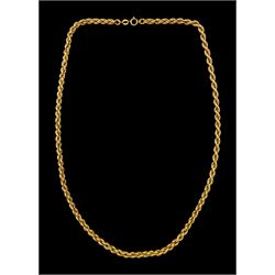 9ct gold rope twist chain necklace, hallmarked