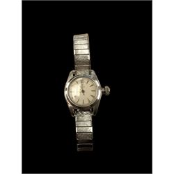 Ladies Tudor manual wind wristwatch on an expanding metal strap