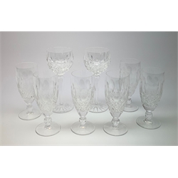 A set of six Waterford Crystal drinking glasses, H15.5cm, together with a further Waterford pair, each with etched mark to base.