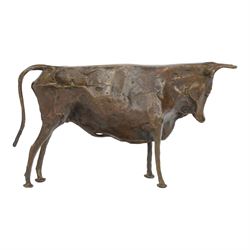 After Pablo Picasso (Spanish 1881-1973): bronze Andalusian bull, H14cm