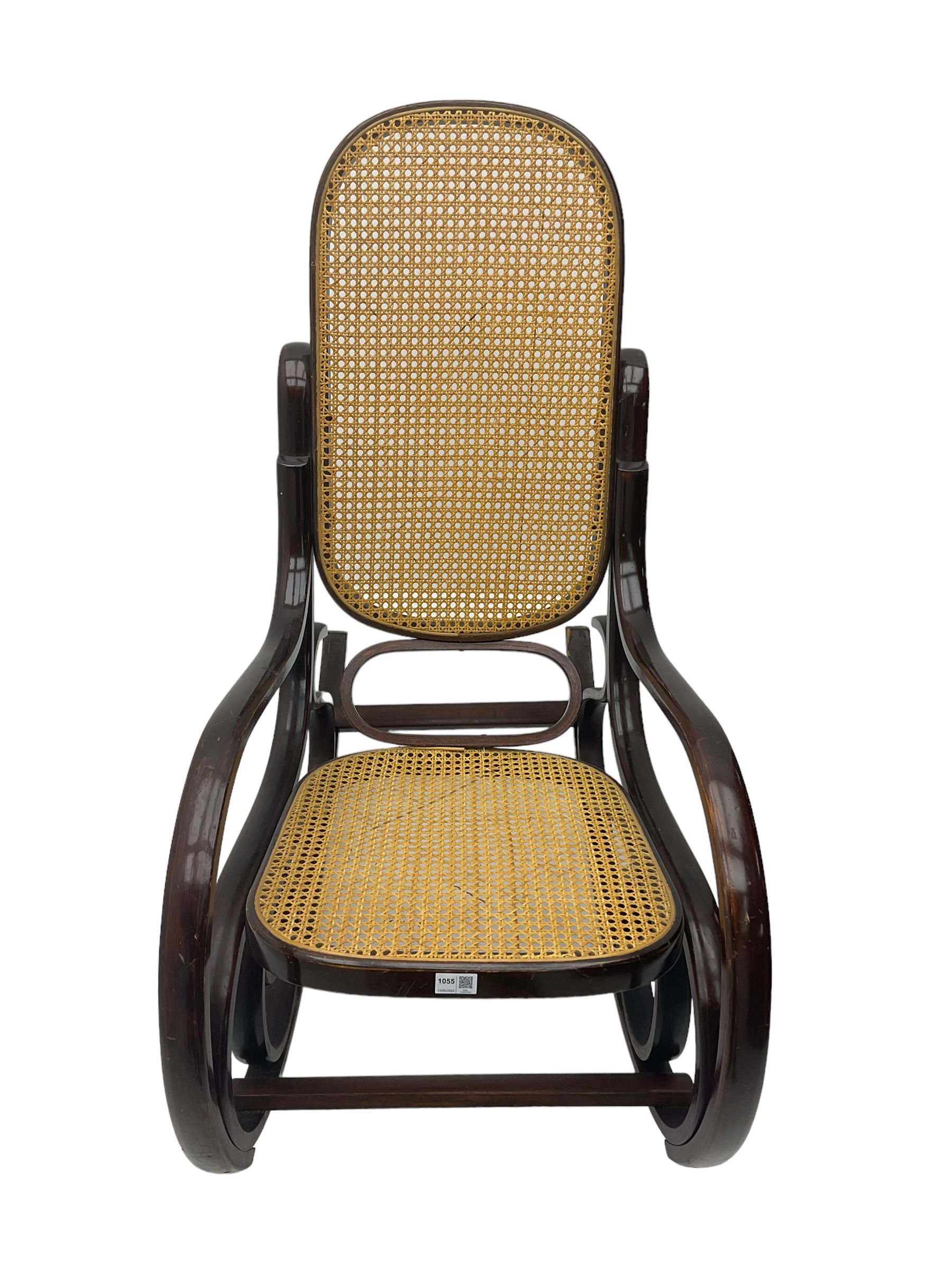 Early 20th century Michael Thonet design bentwood rocking chair, with cane seat and back