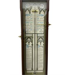 Comitti of London - 20th-century replica mahogany Fitzroy barometer, in a fully glazed case with full-sized Fitzroy charts and weather predictions, with two adjustable recording pointers, spirit thermometer and storm glass, barometric pressure recorded in inches, cistern tube in good condition and containing mercury.