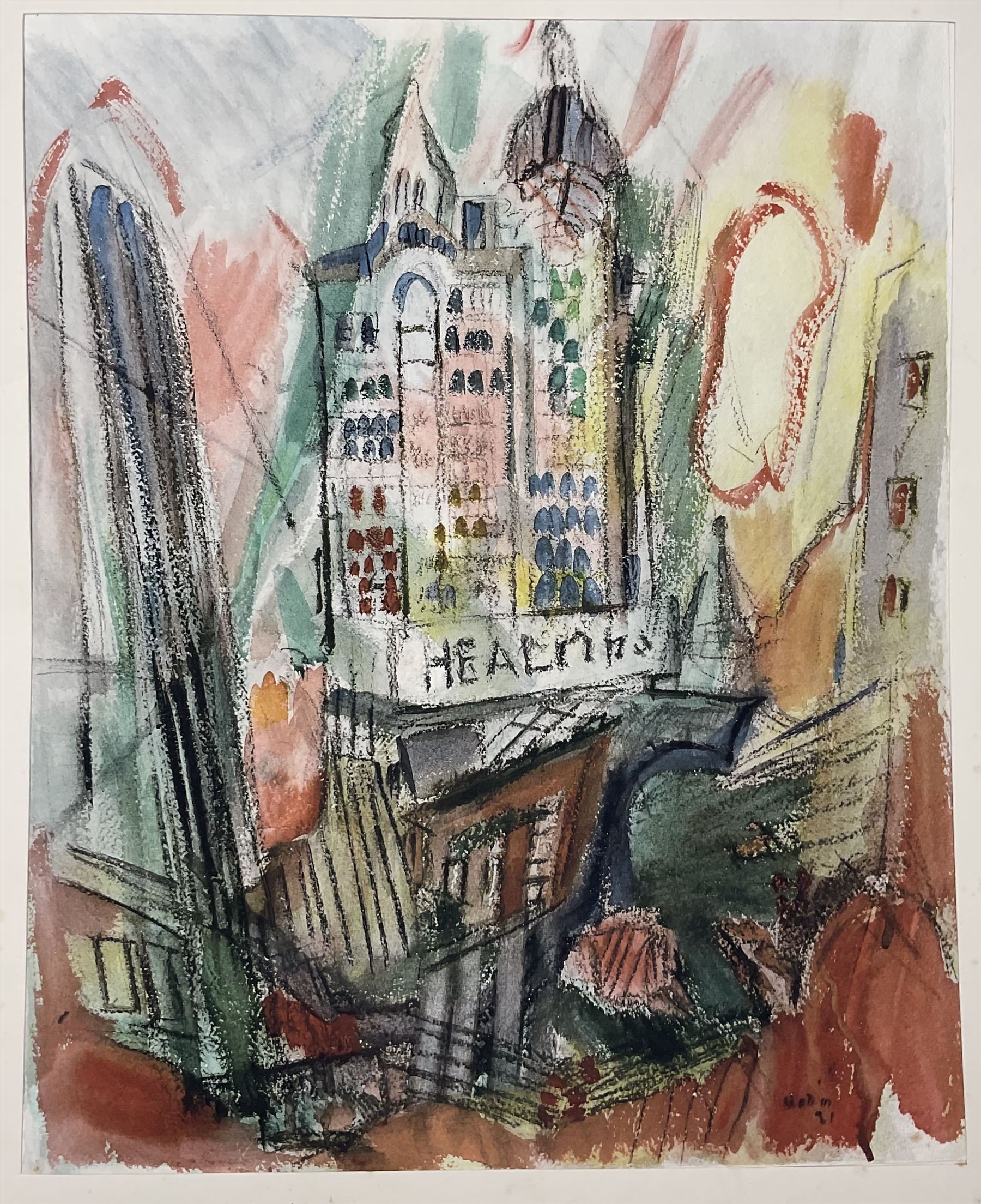 Vintage 1958 Marin “The Singer Building” Print Vintage 1958 Marin “The Singer Building” Print