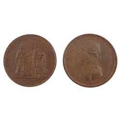 Two French medallions, commemorating  General Lafayette 1791 and commemorating the Acceptance of Louis XVI of the New French Constitution on 14 September 1791 