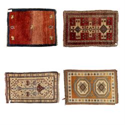 Four Persian rugs, Turkish Anatolian rug, 194x131cm, Turkish Anatolian prayer rug  136x78cm, Persian Gabbeh prayer rug 88x67cm, Caucasian Kazak rug 152x100cm (4)