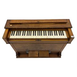 19th century oak cased harmonium, twin pedal pump mechanism