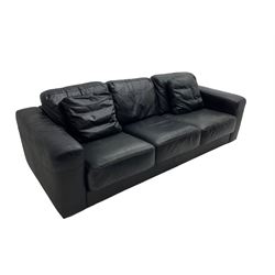 David Paine - 'Tennyson' three seat sofa, upholstered in soft black leather