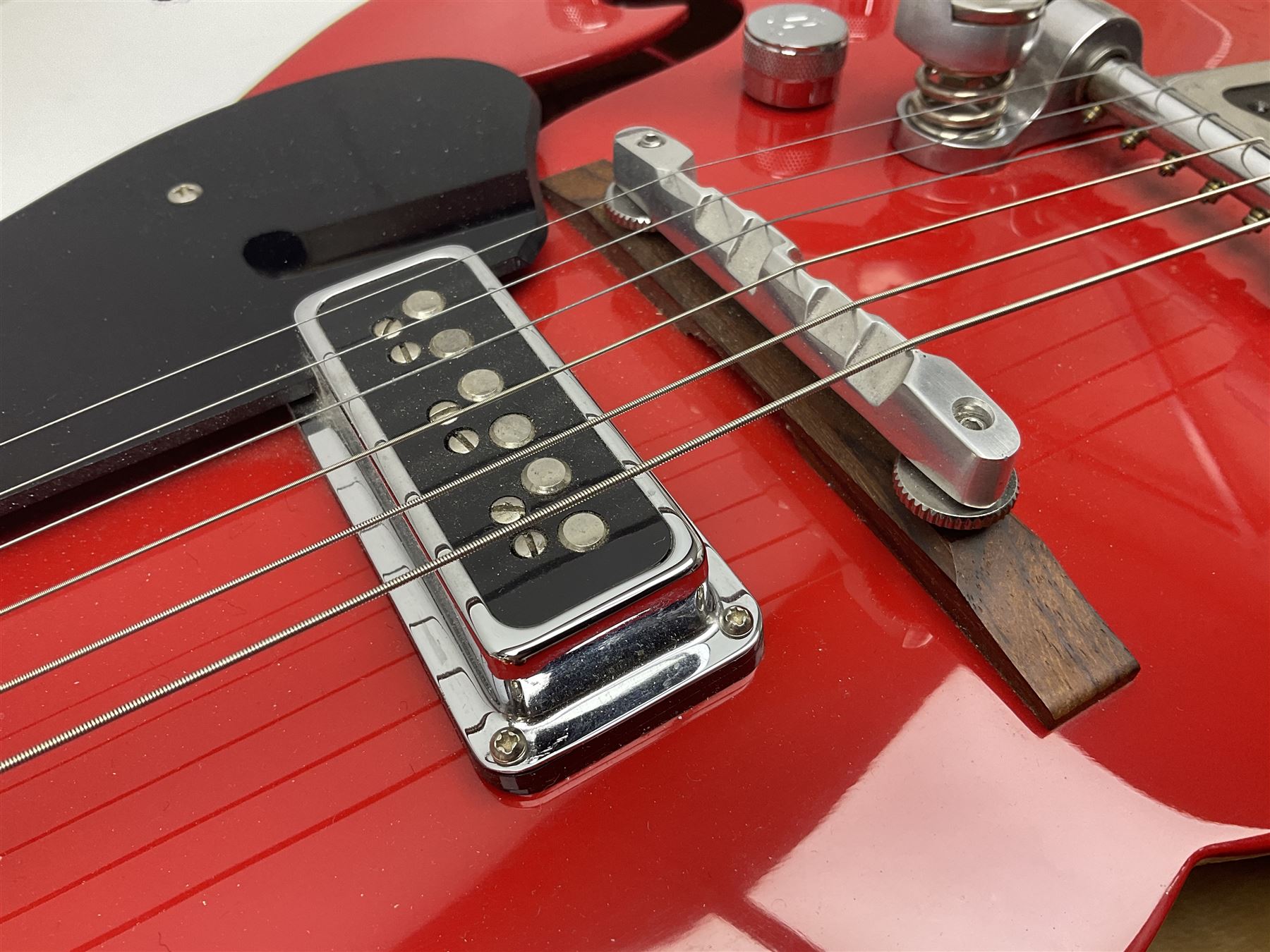 Gretsch Electromatic semi-acoustic guitar model G5129 in black and red with Bigsby tremolo, serial no.KS05063904; L105cm; in fitted hard carrying case