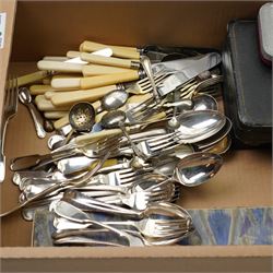 Quantity of assorted plated cutlery and bone handled knives