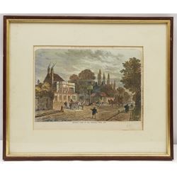 After Cecil Aldin (British 1870-1935): 'The Parson', chromolithograph 41cm x 33cm in period oak frame; 'General View of Old Kentish Town 1820', 19th century hand-coloured engraving 17cm x 22cm; and a reproduction newspaper article relating to Warter Priory 34cm x 51cm (3)