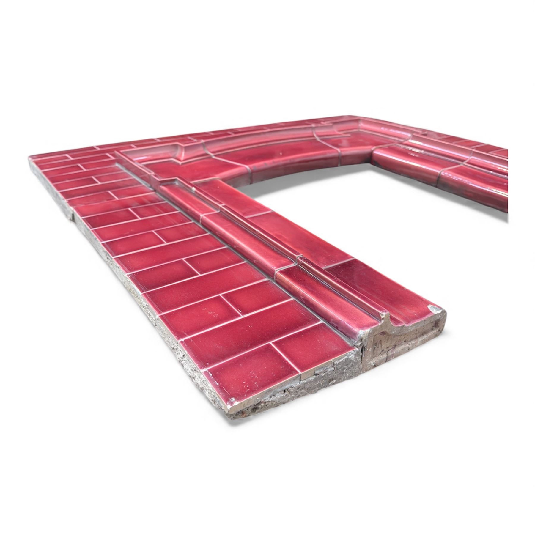 Twentieth century red glazed tile fireplace insert