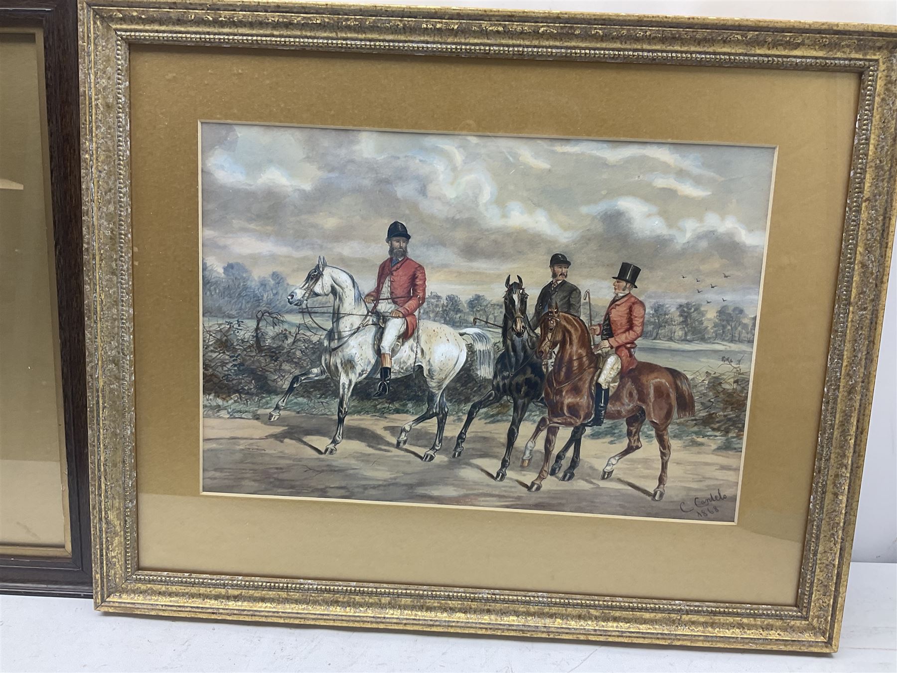 C Canlelo (British 19th century): On the Hunt, watercolour signed and dated 1968 together with English School (19th century): Successful Hunt, watercolour and pencil unsigned max 24cm x 36cm (2)