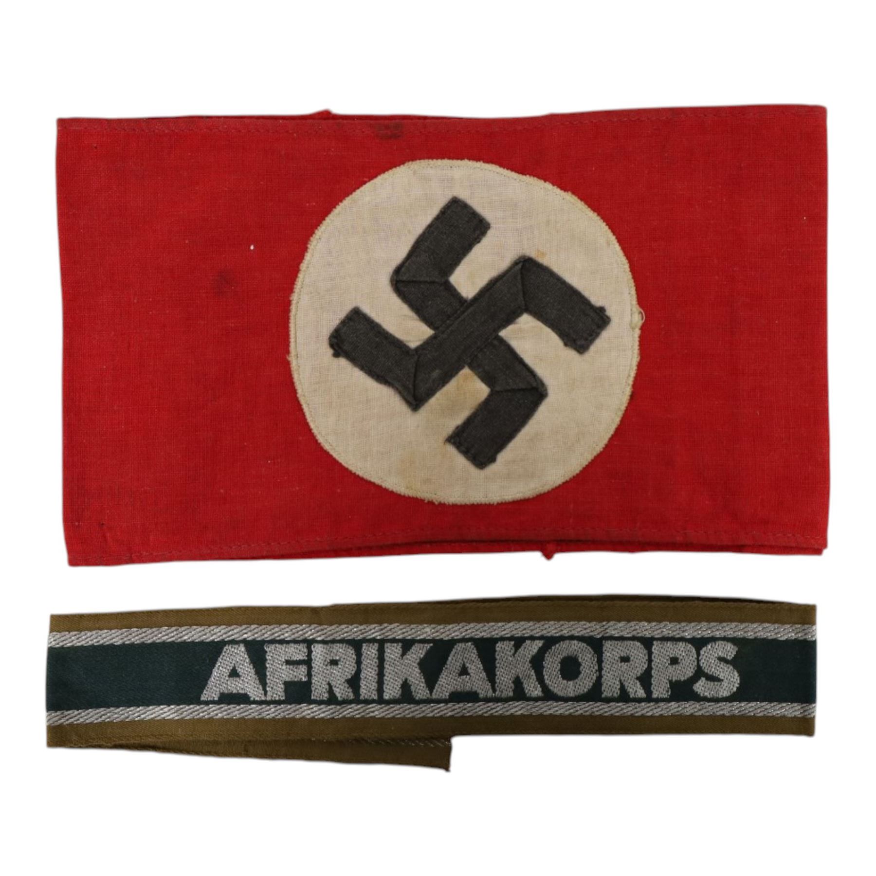 WWII German Third Reich, NSDAP arm band and Afrikakorps cuff title