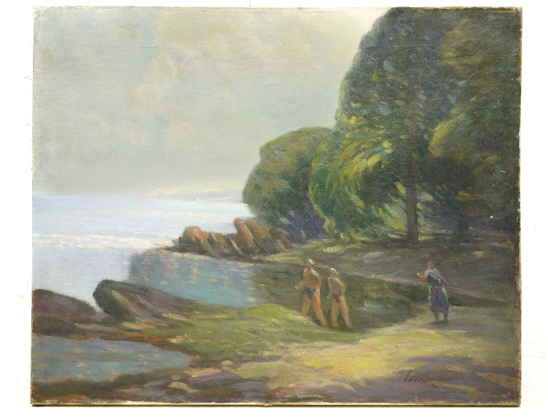 William Francis Burchell (British fl.1909-1937): 'A Private Beach on the Solway', oil on canvas signed, indistinctly inscribed verso 46cm x 56cm (unframed)