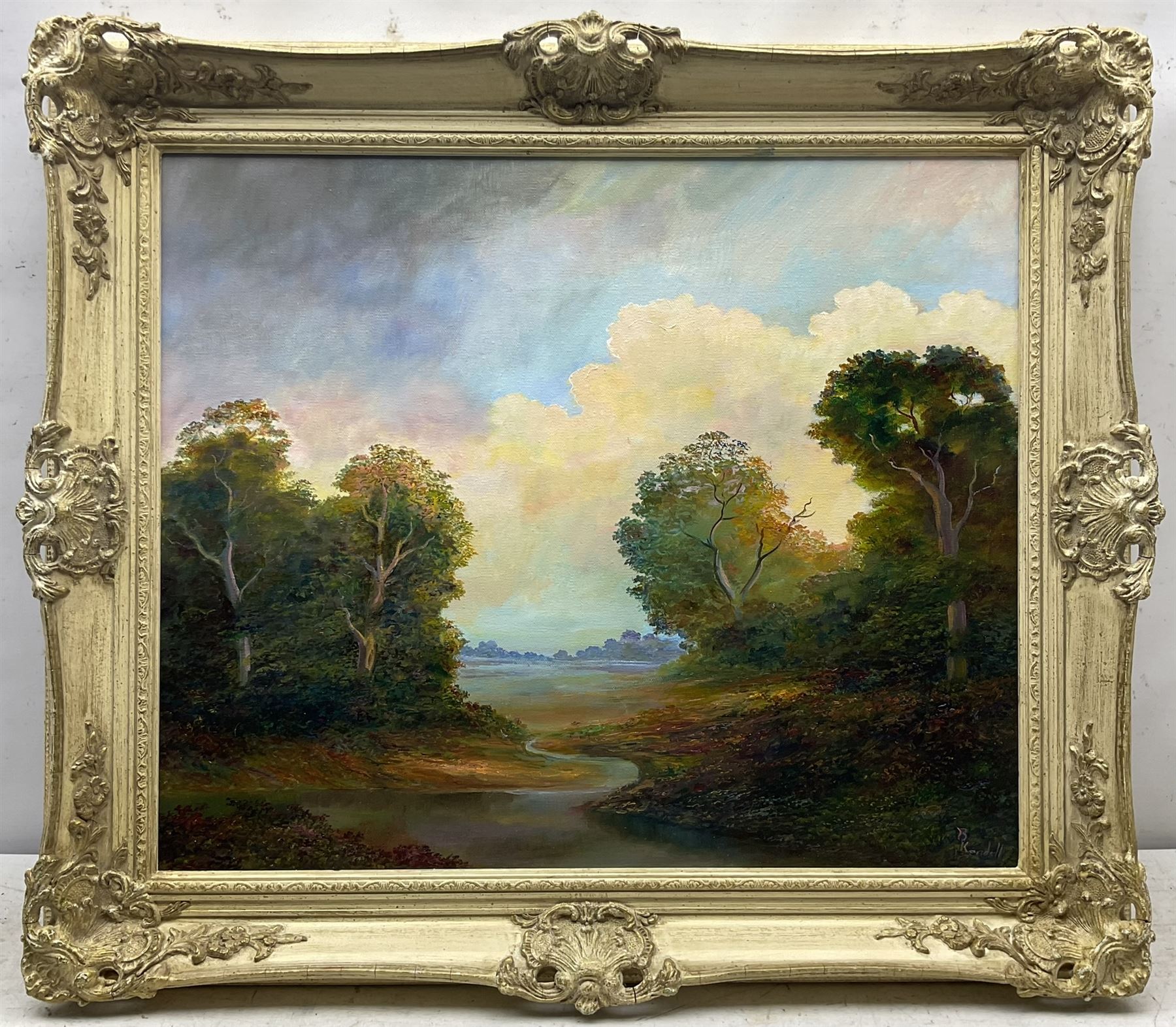 Bruce Kendall (British Contemporary): 'Suffolk Landscape', oil on canvas signed, titled verso 50cm x 60cm