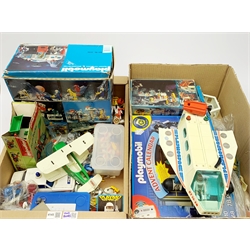 Playmobil - Playmo Space Station, boxed, and Shuttle, unboxed; Farm Tractor in part box; Police Car and various figures and accessories, predominantly unboxed.
