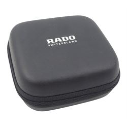 Rado Jubile Diastar stainless steel quartz wristwatch, Ref. 129.0266.3, black dial with diamond markers and date aperture, on original strap, with fold-over clasp