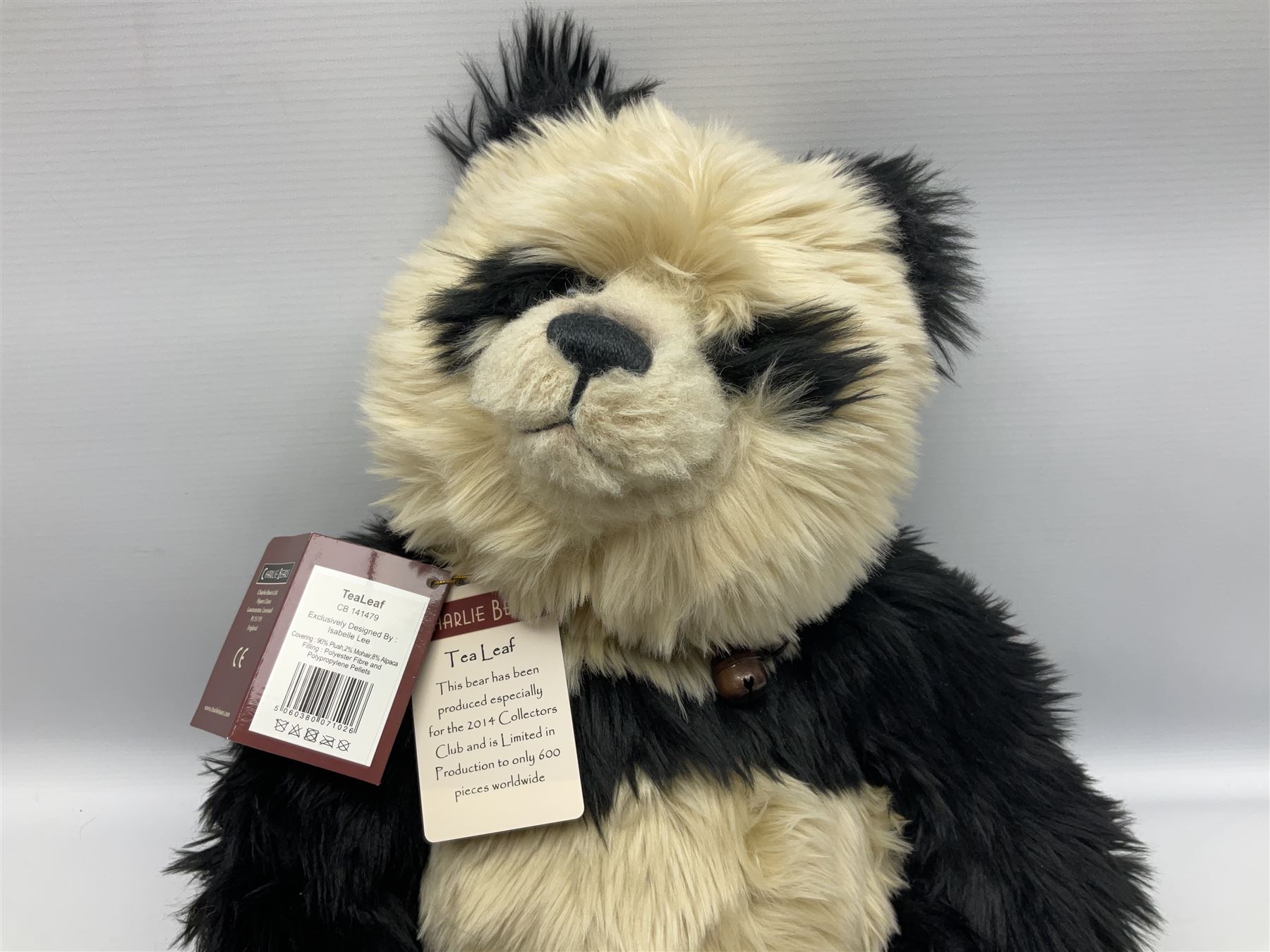 Four Charlie Bears, comprising Konig CB202051, TeaLeaf CB141479, and Pimky CB161656B, each designed by Isabelle Lee, and Hari Hi Way CB175131, all with tags