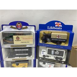 Twenty-eight modern die-cast models/sets by Corgi, Oxford, Lledo, Mattell Wheels etc including advertising and promotional, limited edition Co-op milk set, Royal Mail, Lifeboats etc; all boxed; and five unboxed models