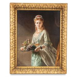 John Robert Dicksee (British 1817-1905): 'The Daughter of the House', oil on canvas signed with monogram, titled verso 45cm x 34cm
Provenance: purchased David Duggleby Ltd 18th June 2021 Lot 147