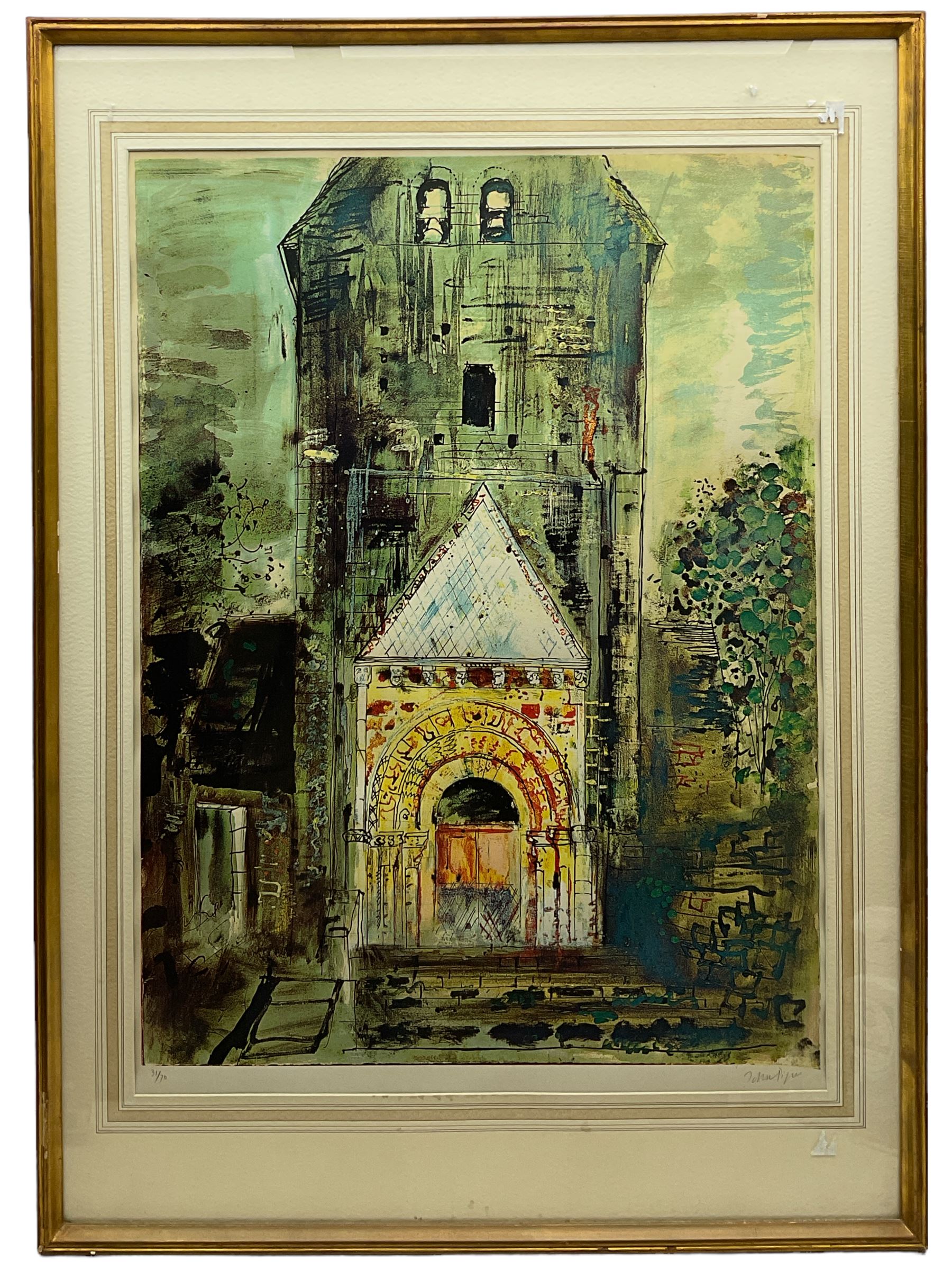 John Piper (British 1903-1992): Besse - Dordogne, limited edition screenprint signed and numbered 31/70 in pencil pub. 1968, 78cm x 58cm