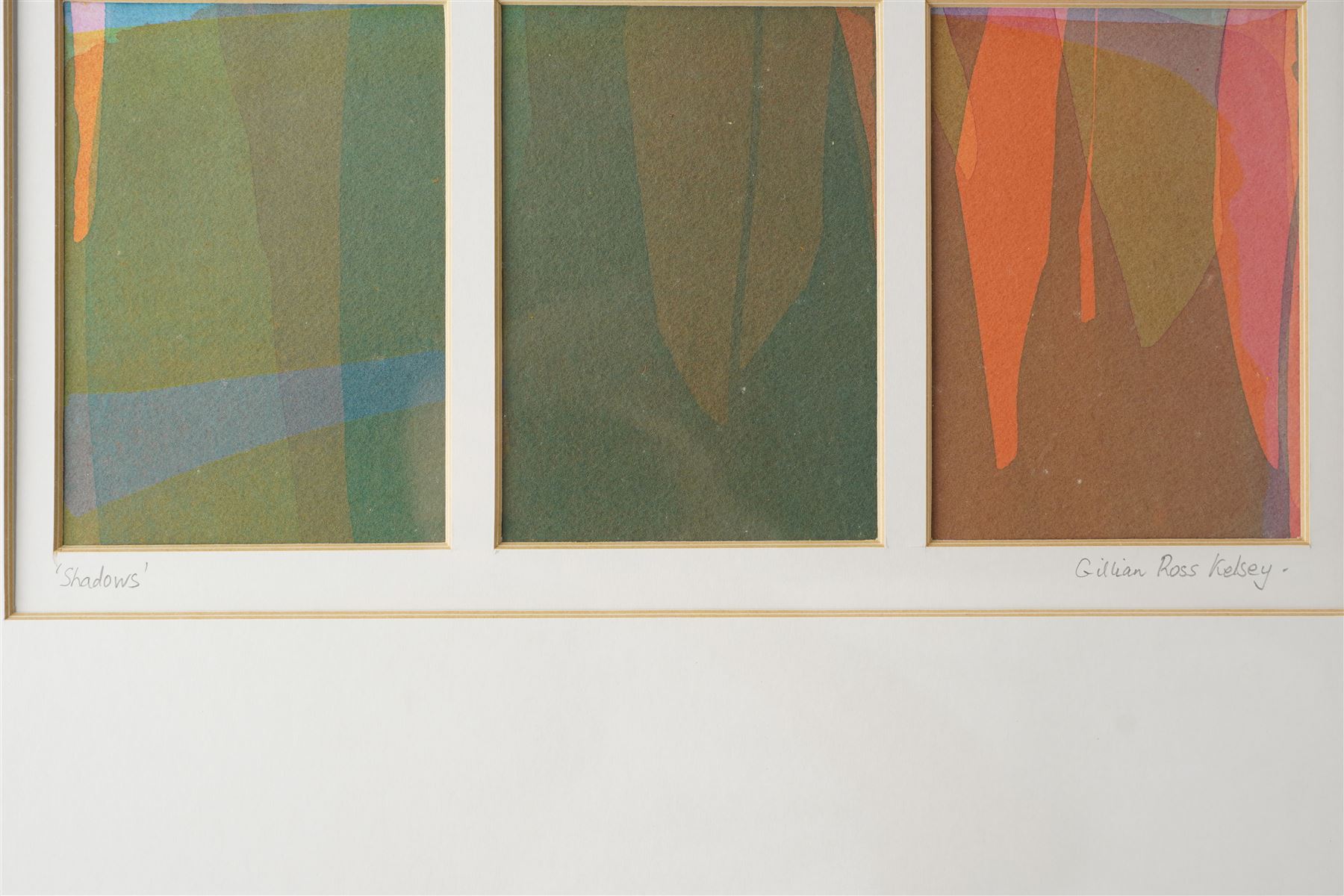 Gillian Ross Kelsey (British 1935-2025): 'Shadows', acrylic ink signed and titled in pencil 85cm x 36cm