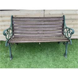 Cast metal and wood slatted garden bench - THIS LOT IS TO BE COLLECTED BY APPOINTMENT FROM DUGGLEBY STORAGE, GREAT HILL, EASTFIELD, SCARBOROUGH, YO11 3TX