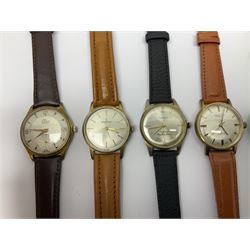 Ten manual wind wristwatches including Yeoman, Pinnacle, Avia, Walker & Hall, Argonaut, Roberts & Owen, Exactus, Uno, Amida and Elco